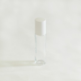 Bottle 10ml Roll On 17mm Clear Glass With Roller Ball & White Cap